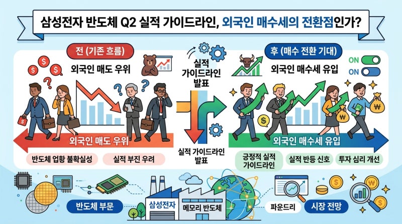 삼성전자 반도체 2분기 실적 가이드라인 외국인 매수세 전환점은?