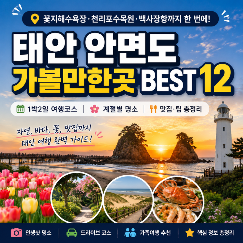 태안 안면도 가볼만한곳 BEST 12｜계절별 명소·맛집·1박2일 코스 총정리