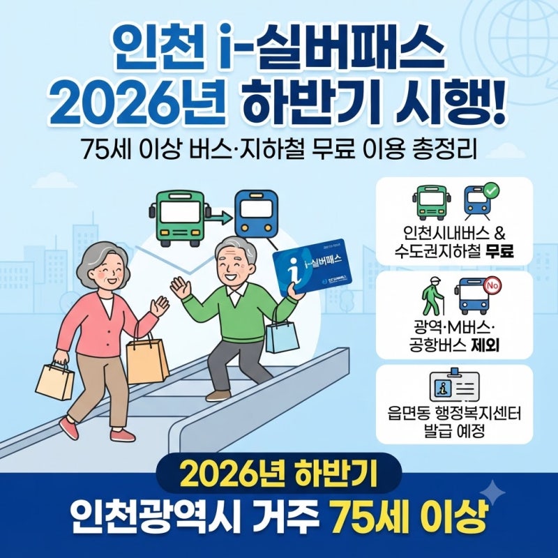 버스비도 안 낸다! 인천 i-실버패스 75세 이상 무료 교통카드 총정리