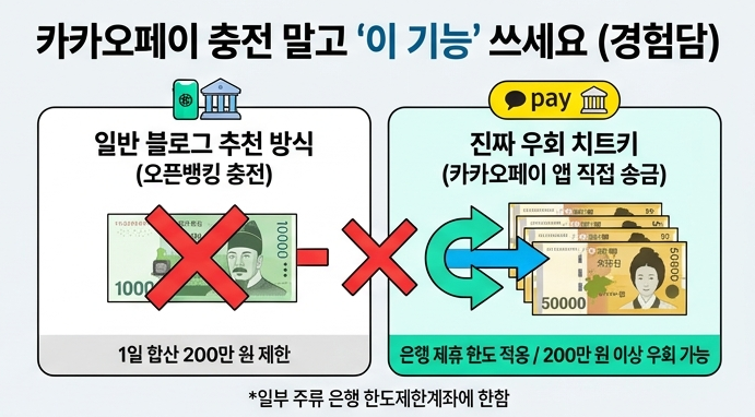 한도제한계좌 이체 한도 늘리는 법! 카카오페이 충전 말고 '이 기능' 쓰세요