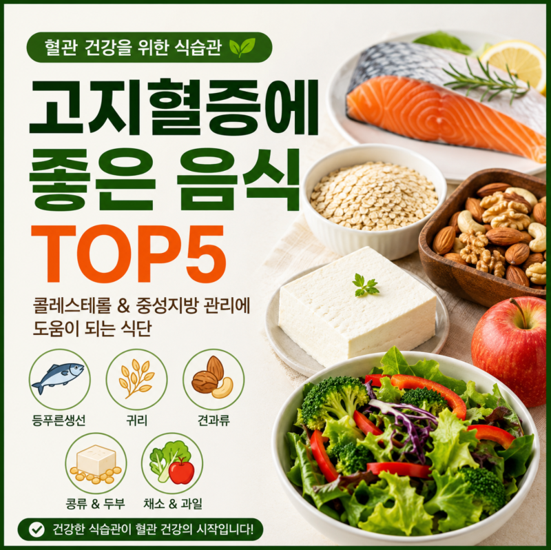 고지혈증에 좋은 음식 TOP5, 식단에 쉽게 추가하는 방법