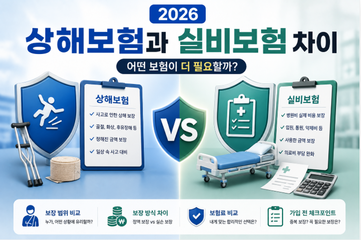 2026 상해보험과 실비보험 차이 | 어떤 보험이 더 필요할까?