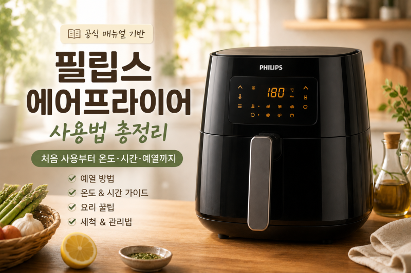 필립스 에어프라이어 사용법 총정리 — 처음 사용부터 온도·시간·예열까지 공식 매뉴얼 기....