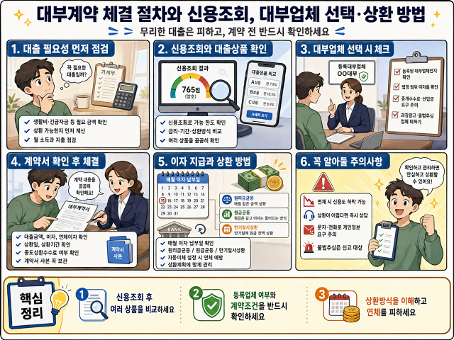 대부계약 체결 절차와 신용조회, 대부업체 선택·상환 방법