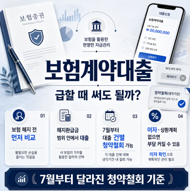 보험계약대출 급할 때 써도 될까? 7월부터 달라진 청약철회 기준