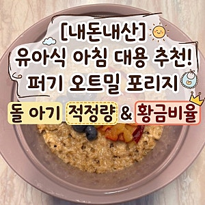 [내돈내산] 유아식 아침 대용 추천! 퍼기 오트밀 포리지 돌 아기 적정량 & 황금비율