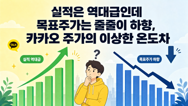 실적은 역대급인데 목표<b>주가</b>는 줄줄이 하향, <b>카카오 주가</b>의 이상한 ....
