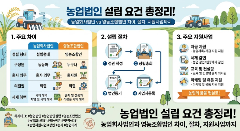농업법인 설립, 영농조합법인과 농업회사법인 어떤 차이가 있을까? 설립 요건부터 절차까지 ....