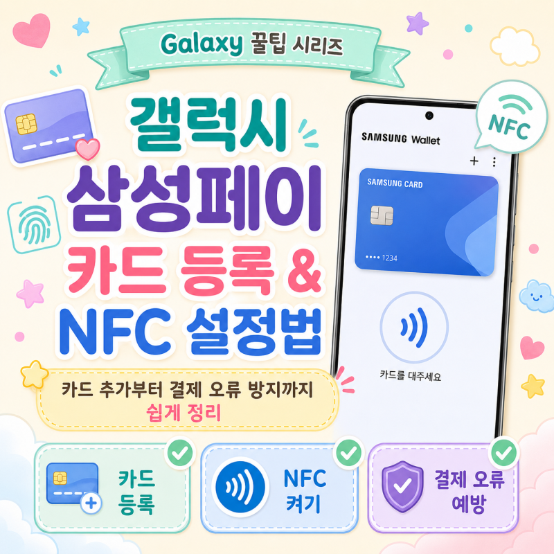 지갑 없이 외출 끝! 갤럭시 삼성페이 카드 추가 등록 및 NFC 켜기 사용 설정 방법