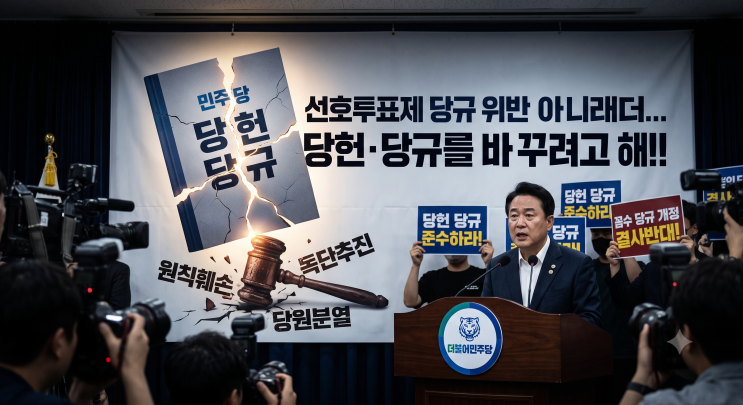 "위반 아니라더니 <b>당규 개정</b>?" 선호투표제 강행 시도, 누구를... 