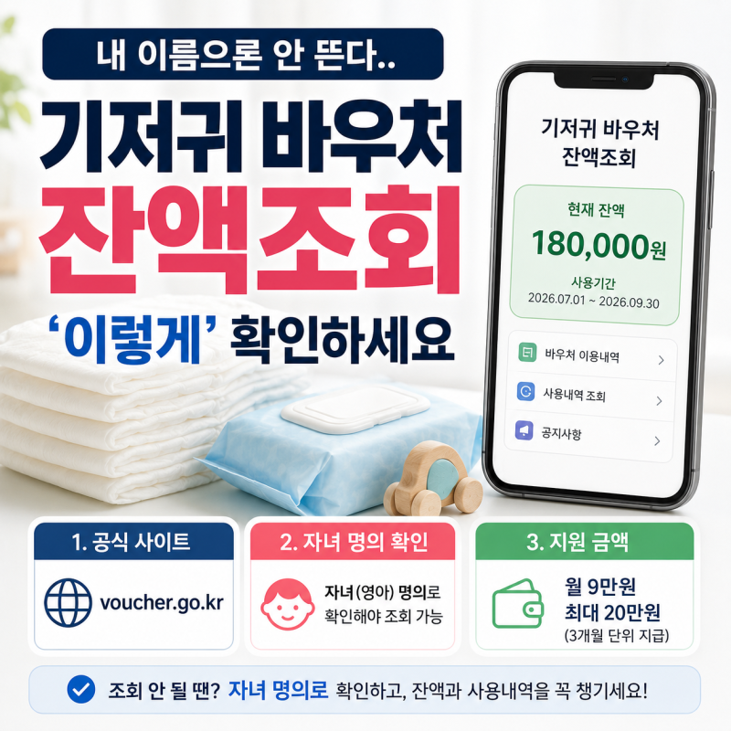기저귀 바우처 잔액조회, 내 이름으론 안 뜬다.. '이렇게' 확인하세요