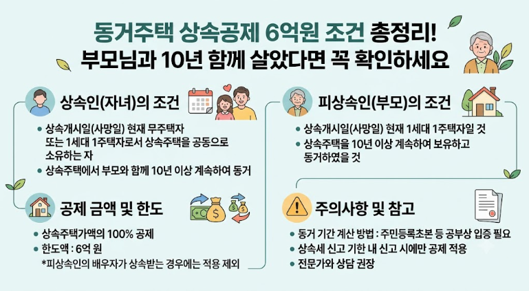 동거주택 상속공제 6억원 조건 총정리! 부모님과 10년 함께 살았다면 꼭 확인하세요