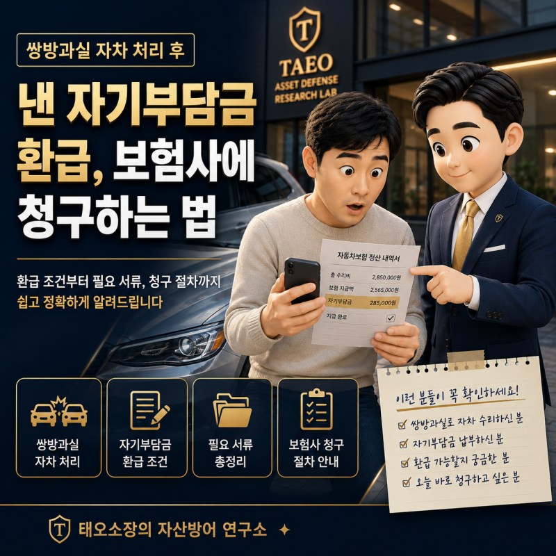 쌍방과실 자차 처리 후 낸 자기부담금 환급, 보험사에 청구하는 방법