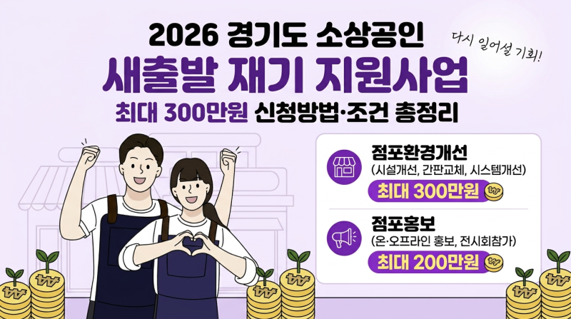 2026년 경기도 소상공인 새출발 재기 지원사업 신청 방법 및 조건 총정리