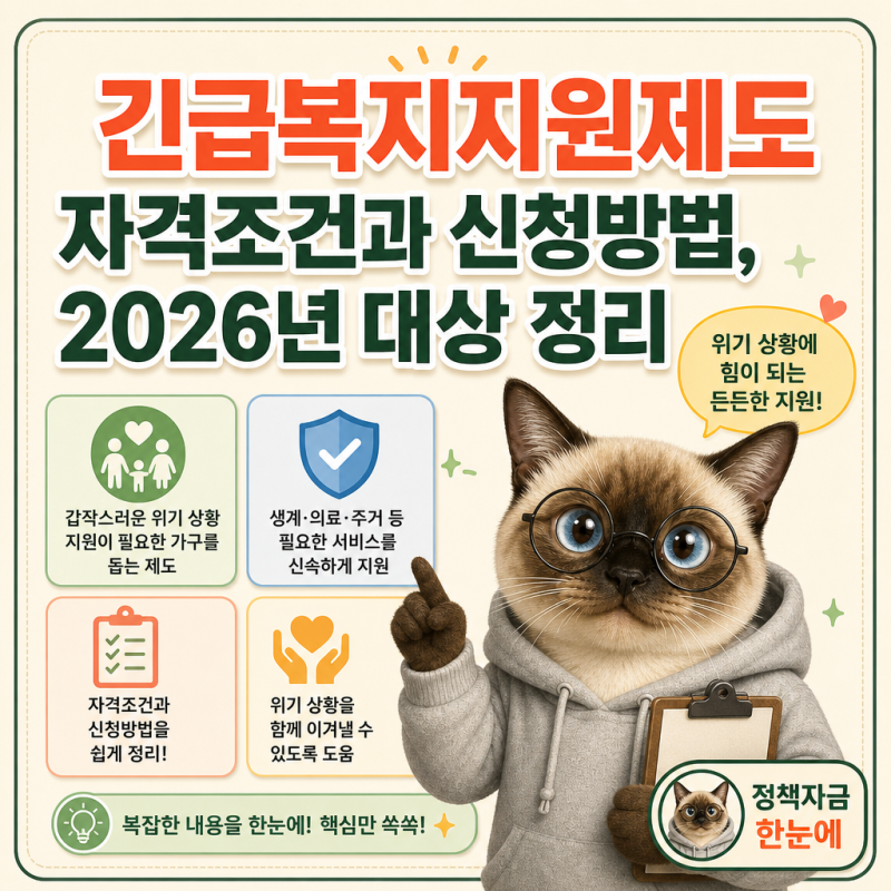 긴급복지지원제도 자격조건과 신청방법, 2026년 대상 정리
