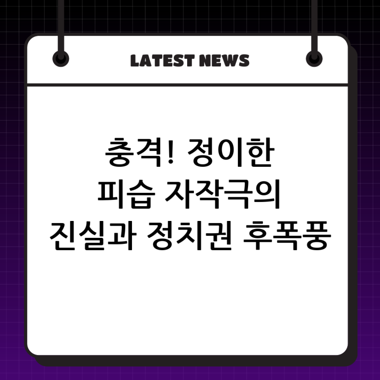 충격적 진실: <b>정이한</b> 피습 자작극, 그 전말과 정치권의 후폭풍