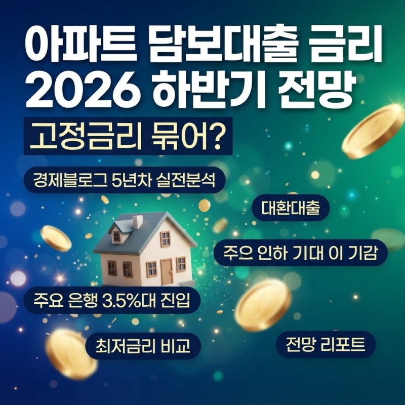 아파트 담보대출 금리 2026 하반기 전망, "지금 고정금리 묶어야 할까" 솔직한 답