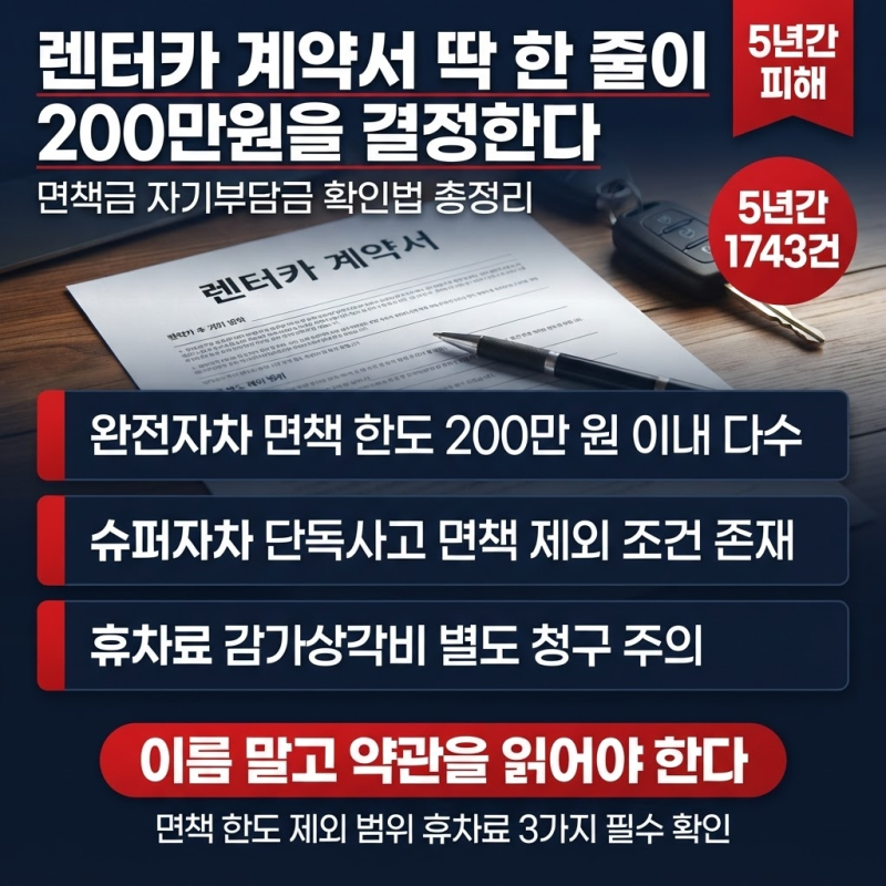 렌터카 계약서 딱 한 줄이 200만원을 결정한다 – 면책금·자기부담금 확인법 총정리