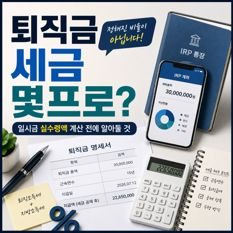 퇴직금 세금 몇프로일까? 일시금 실수령액 계산 전에 알아둘 것