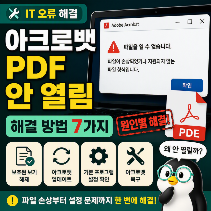 아크로뱃 PDF 안 열림 오류, 해결방법 7가지