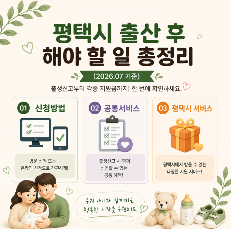 [떡잎이] Ep.6 평택 출산 후 해야 할 일 총정리(2026.07 기준)