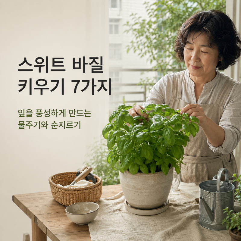 스위트 바질 키우기 7가지, 잎을 풍성하게 만드는 물주기와 순지르기