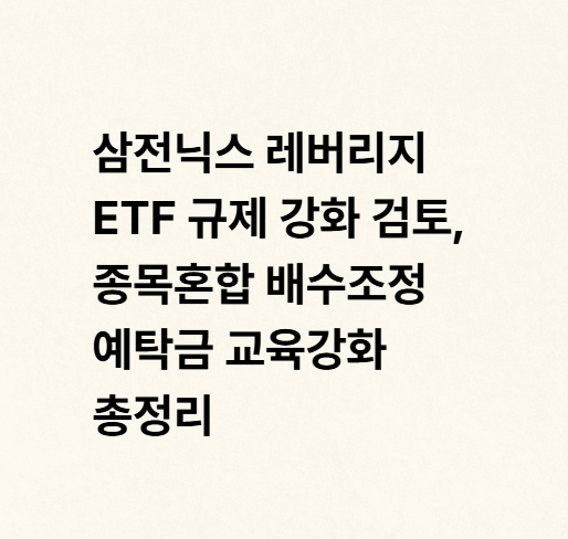 <b>삼전닉스</b> 레버리지 <b>ETF 규제</b> 강화 검토, 종목혼합 배수조정... 