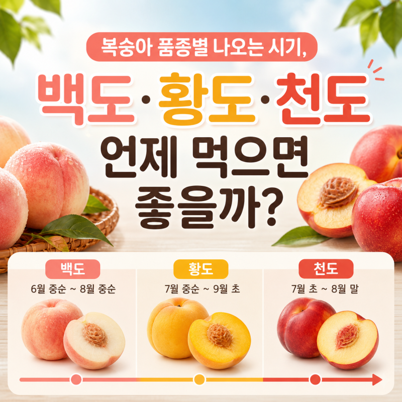 복숭아 품종별 나오는 시기 백도·황도·천도 맛있을 때, 언제 먹으면 좋을까?