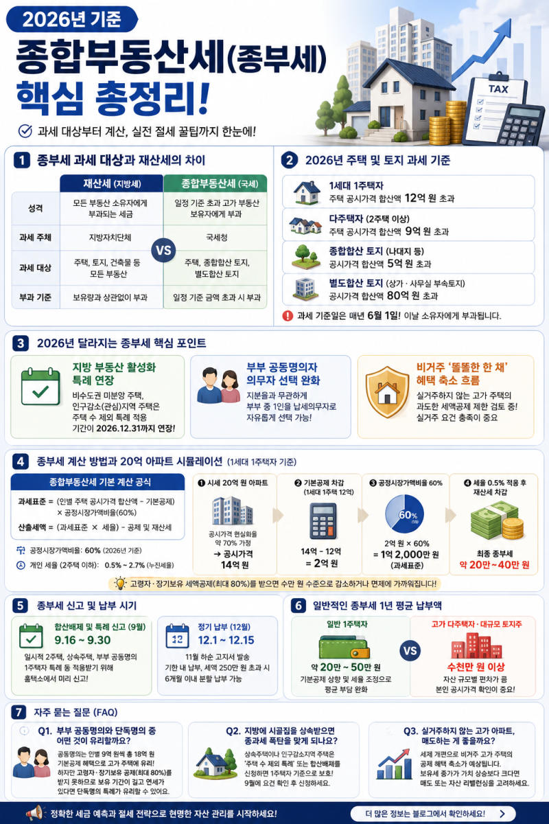 2026년 종합부동산세 총정리: 계산방법부터 1주택자 절세 꿀팁까지