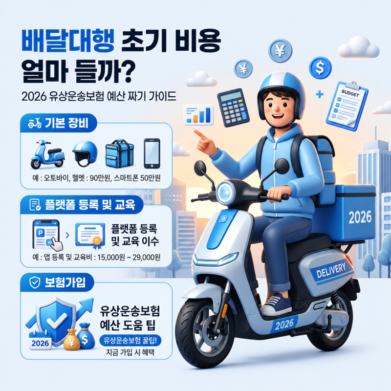 배달대행 초기 비용 얼마 들까? 2026 유상운송보험 예산 짜기 가이드