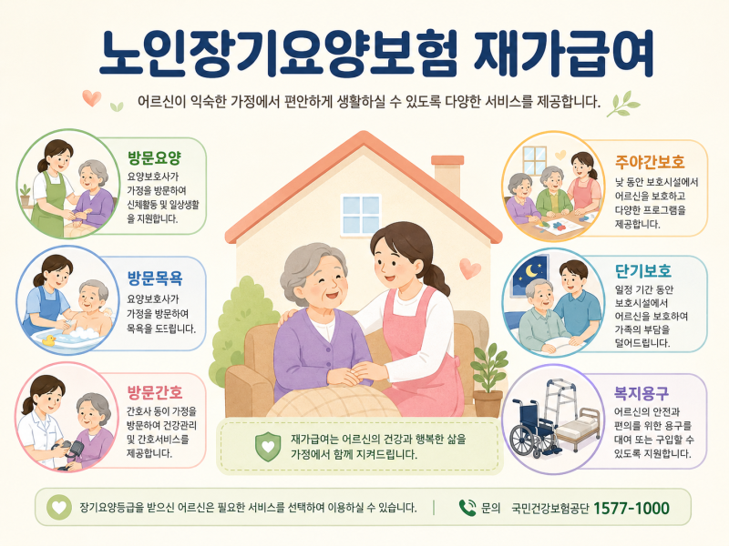 노인장기요양보험 재가급여란? 집에서 받는 돌봄 서비스와 요양비 준비