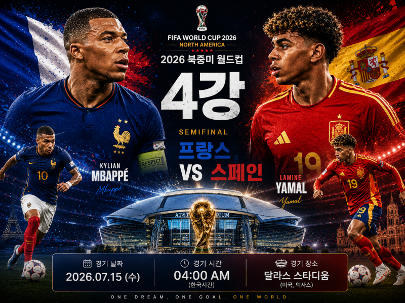 2026 북중미 월드컵｜빅매치 4강 프랑스 vs 스페인 프리뷰 전략 분석 및 예상스코어