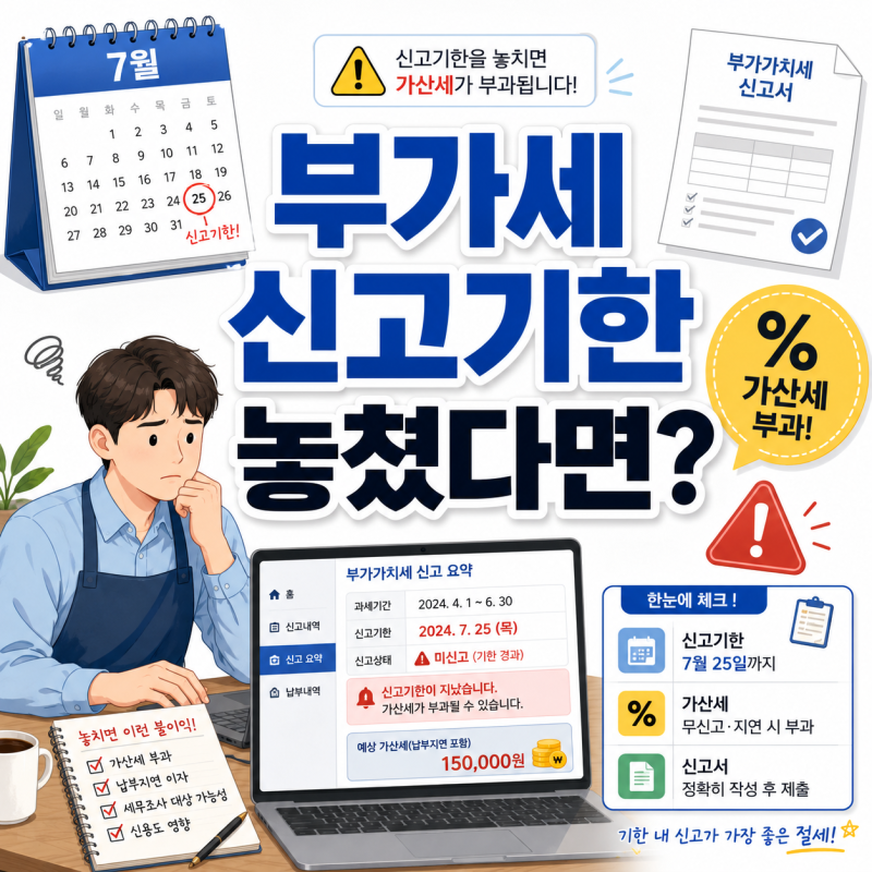 부가세 신고 7월 25일 놓치면 어떤 가산세가 붙을까?