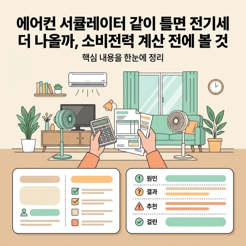 에어컨 서큘레이터 같이 틀면 전기세 더 나올까, 소비전력 계산 전에 볼 것