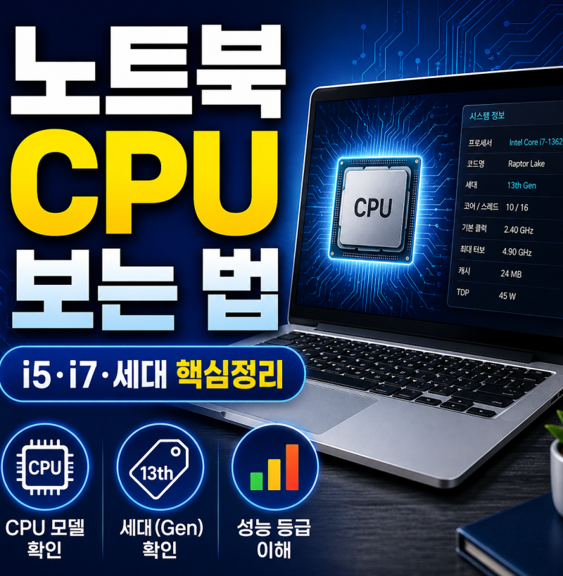 노트북 CPU 보는 법 i5 i7보다 세대와 모델명이 중요합니다