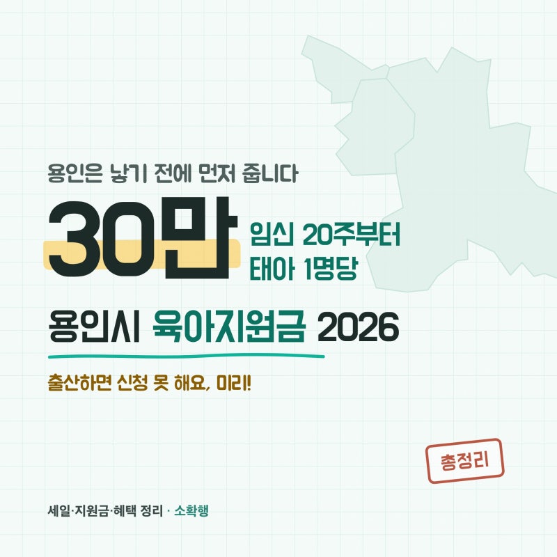 2026 용인시 출산 육아지원금 총정리, 낳기 전에 받는 임신지원금 30만부터 (출산하면 소멸)