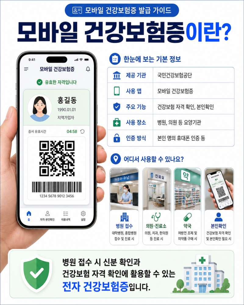 모바일 건강보험증 발급 방법, 병원 갈 때 신분증 대신 쓰는 법