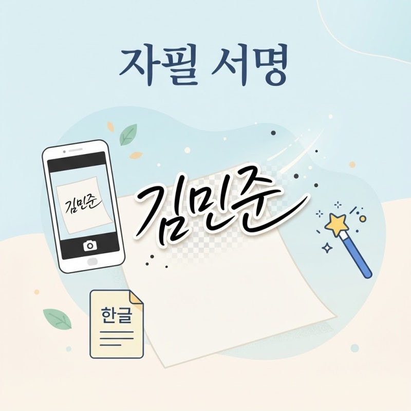 한글 자필 서명 만들기 배경 투명하게 하는 방법