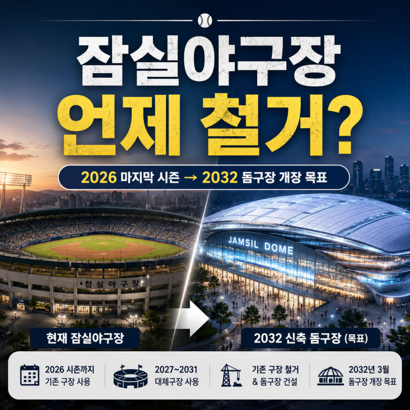잠실야구장 신축, 2026 철거 일정부터 2032 돔구장·대체구장까지 총정리
