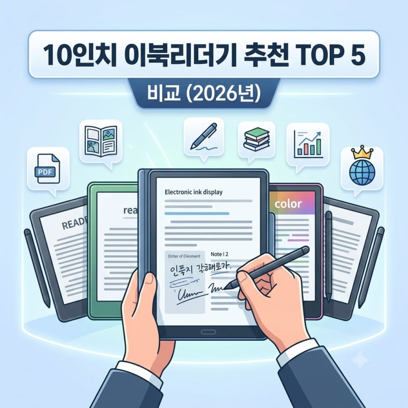 10인치 이북리더기 추천 TOP 5 비교 (2026년) 오닉스 GO 10.3 vs 노트에어 vs 킨들 스크라이브, PDF·....
