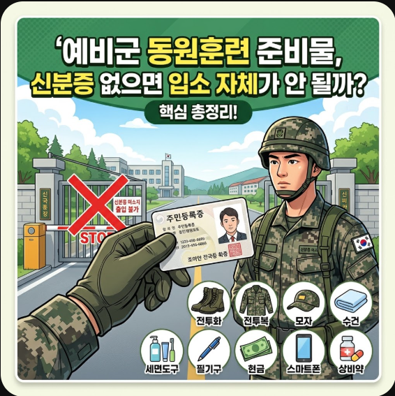 예비군 동원훈련 준비물, 신분증 없으면 입소 자체가 안 될까?