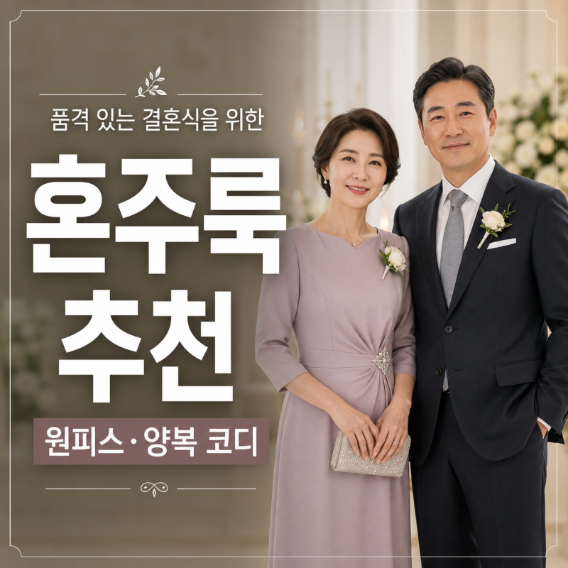 혼주 여자 원피스 남자 양복 코디 브랜드 추천