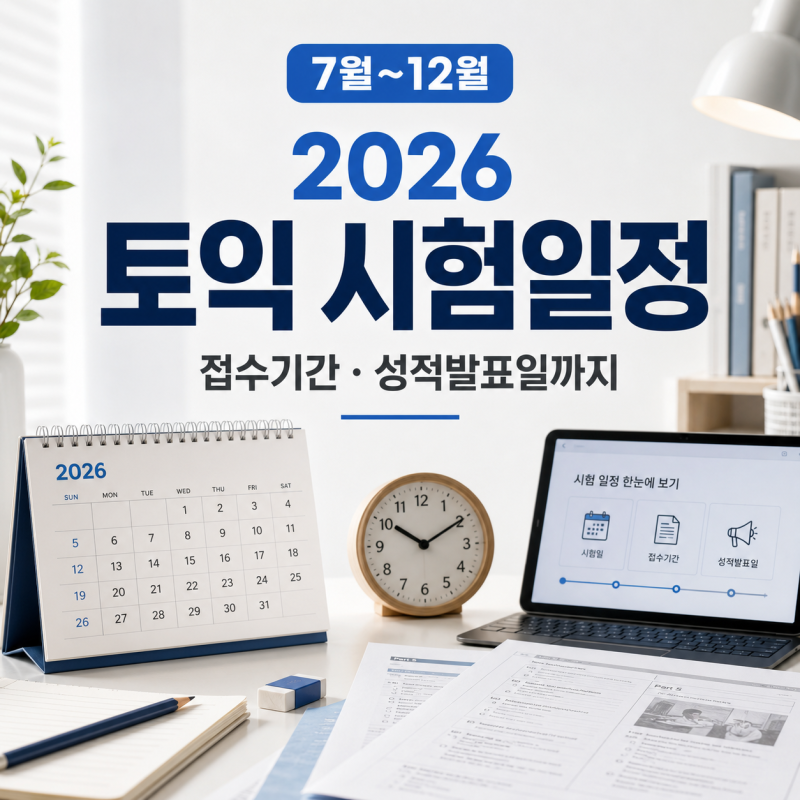 2026 토익 시험기간｜하반기 시험일·접수기간·성적발표일