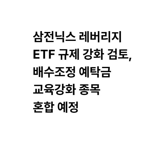 <b>삼전닉스</b> 레버리지 <b>ETF 규제</b> 강화 검토, 배수조정 예탁금... 
