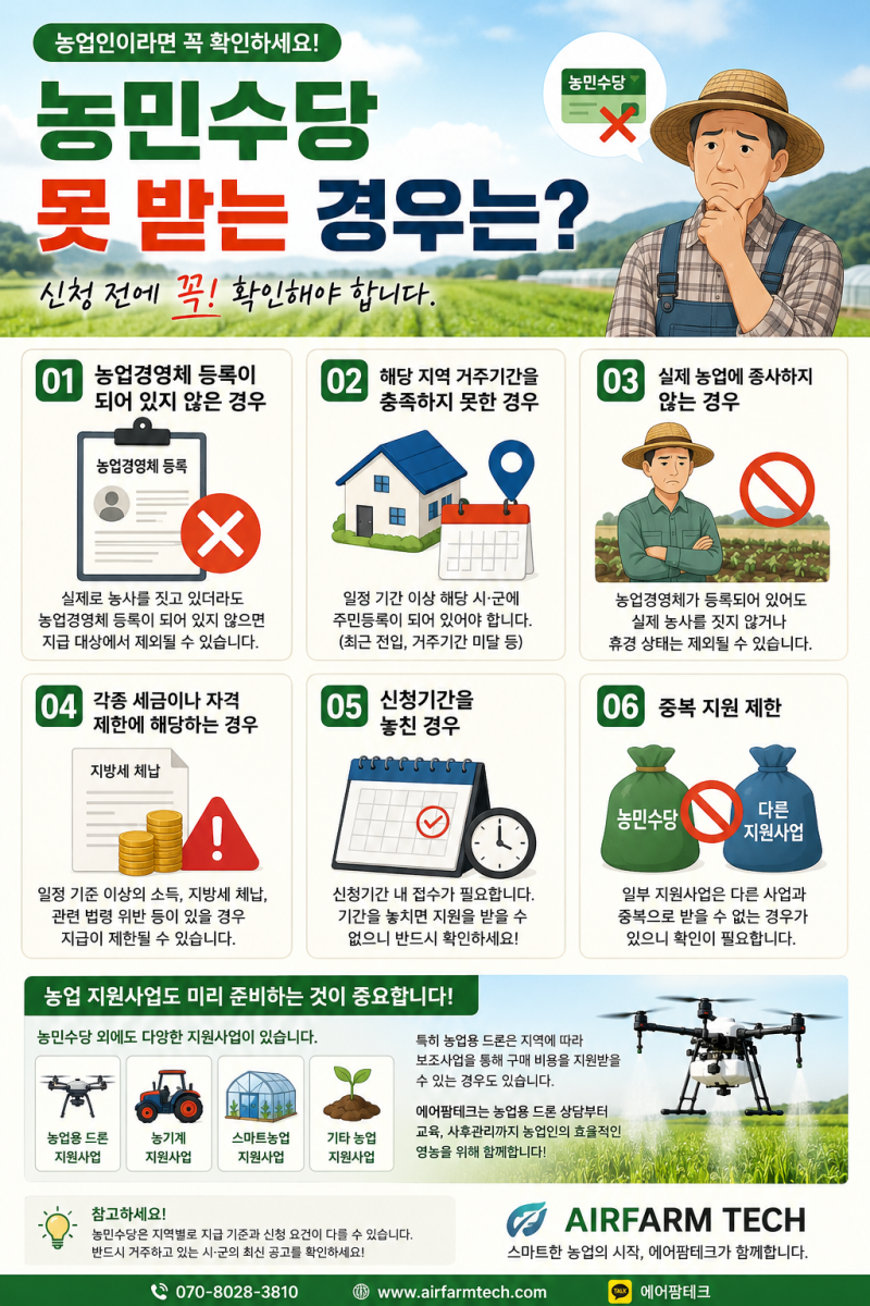 농민수당을 못 받는 경우? 신청 전에 꼭 확인하세요!