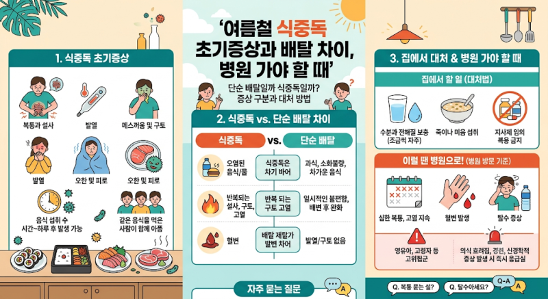 여름철 식중독 초기증상과 배탈 차이, 병원 가야 할 때