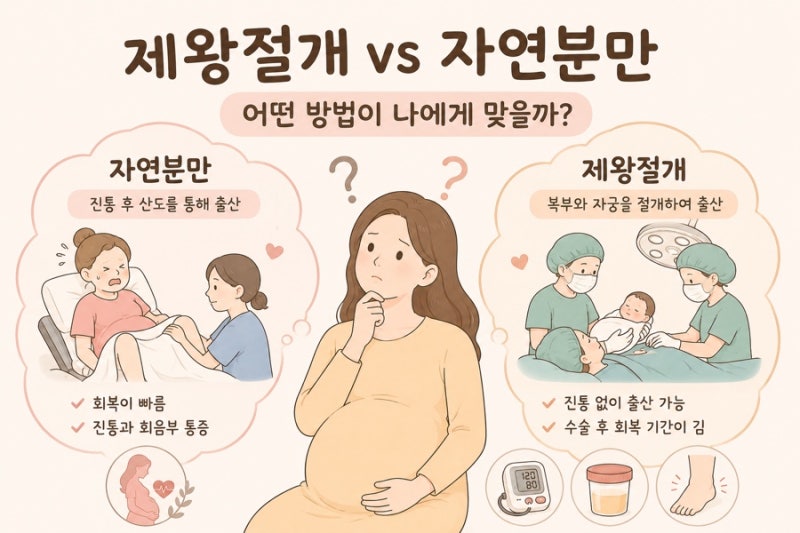 제왕절개 vs 자연분만 장단점｜통증·회복기간 차이 총정리