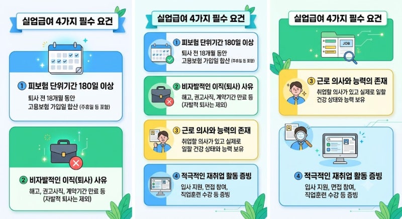 실업급여 수급조건 4가지·이직확인서 조회 및 구직외 활동 증빙서류 총정리