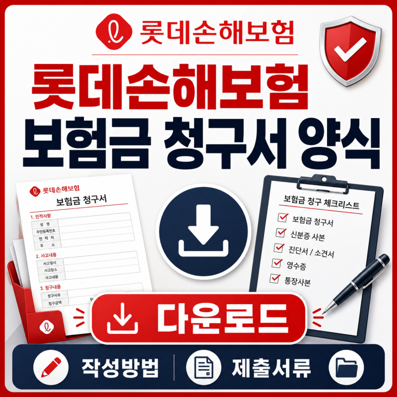 롯데손해보험 보험금 청구서 양식 다운로드 작성방법 제출서류 접수처