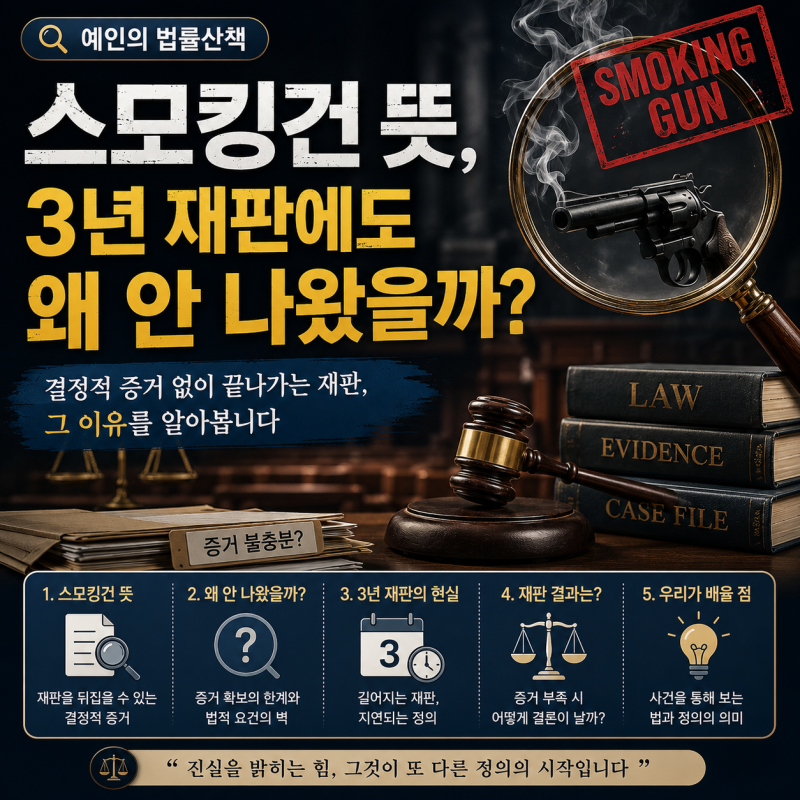 스모킹건 뜻, 3년 재판에도왜 안 나왔을까? 결정적 증거 없이 끝나가는 재판, 그 이유를 알아....